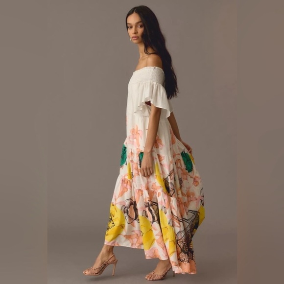 Anthropologie Pia Binazzi x Maeve Tiered Off Shoulder Maxi Dress - Picture 12 of 13